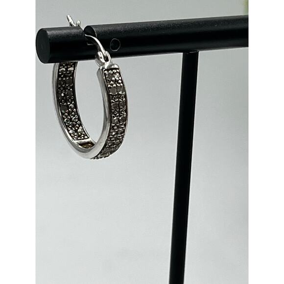 DBJ Dee Berkley 925 Sterling Silver Genuine Cut Diamond In & Out Hoop
Earrings - Picture 4 of 16